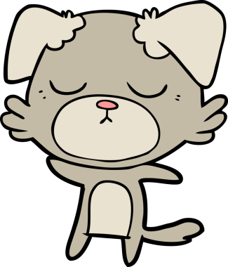 Bir insan tarafından çizilmiş şirin bir çizgi film köpeği.