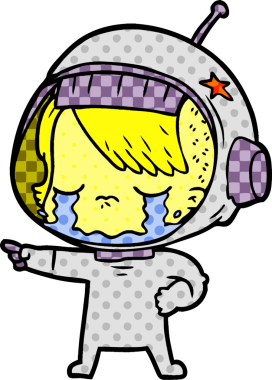 Bir insan tarafından çizilmiş ağlayan astronot kız.