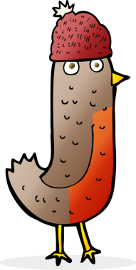 Bir insan tarafından çizilmiş bir şapkayla noel robini çizgi filmi.