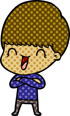 Bir insan tarafından çizilmiş mutlu çizgi film çocuğu.