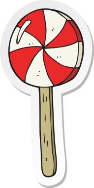 Bir insan tarafından çizilmiş bir lolipopun çıkartması.