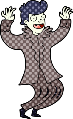 Bir insan tarafından çizilmiş çılgın bir vampir çizgi filmi.