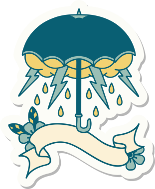 Bir insan tarafından çizilmiş şemsiye dövmesi stili çıkartması