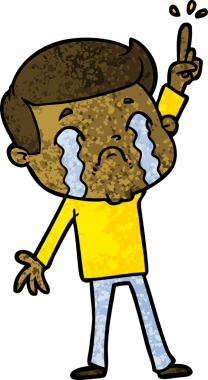 Bir insan tarafından çizilmiş ağlayan çizgi film adamı.