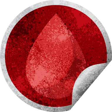 Bir insan tarafından çizilmiş kan damlası grafik vektör çizimi dairesel etiketi