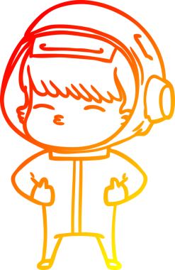 Bir insan tarafından çizilen çizgi film meraklısı astronotun sıcak gradyan çizimi