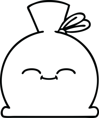 Bir insan tarafından çizilmiş çuval karikatürü.