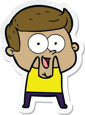 Bir insan tarafından çizilmiş mutlu bir adamın çıkartması.