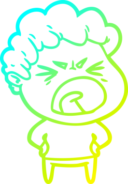 Bir insan tarafından çizilmiş öfkeli bir çizgi film karakteri.