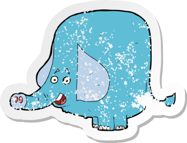 Bir insan tarafından çizilmiş komik bir filin gerilimli çıkartması.