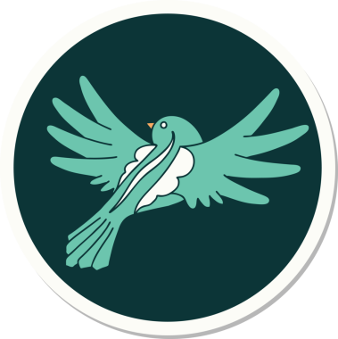 Bir insan tarafından çizilmiş geleneksel bir uçan kuş stili dövme çıkartması.