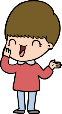 Bir insan tarafından çizilmiş mutlu çizgi film çocuğu.