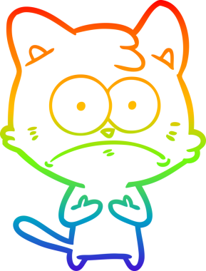 Gökkuşağı gradyan çizgi çizimi Bir insan tarafından çizilmiş gergin kedi