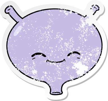 Bir insan tarafından çizilmiş karikatür mesanesinin sıkıntılı çıkartması.