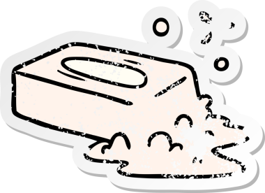 İnsan eliyle çizilmiş baloncuklu sabunun çizilmiş karikatürü.