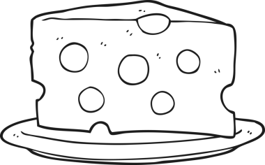 Bir insan tarafından çizilmiş siyah beyaz çizgi film peyniri.