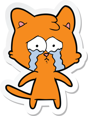 Bir insan tarafından çizilmiş çizgi film kedisinin çıkartması.