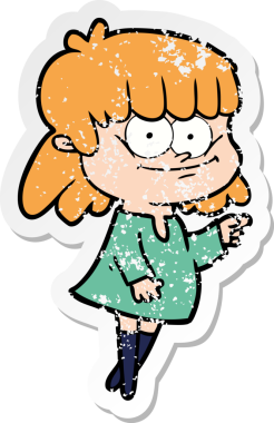 Bir insan tarafından çizilmiş gülümseyen bir karikatür çıkartması.