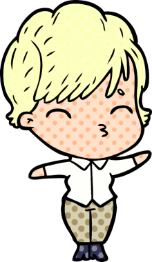 Bir insan tarafından çizilmiş bir çizgi film kadını.