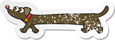 Bir insan tarafından çizilmiş bir dachshund çizgi filminin gerilimli yapıştırması.