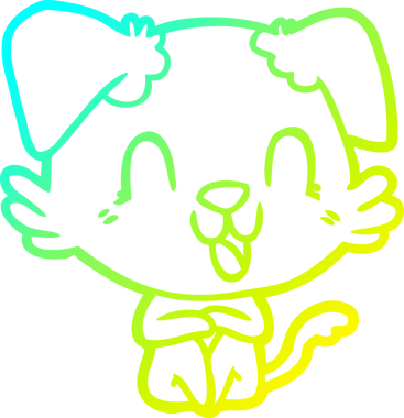 Bir insan tarafından çizilmiş gülen çizgi film köpeğinin soğuk çizgisi.