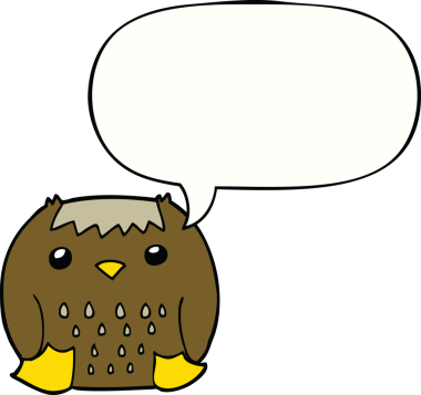 bir insan tarafından çizilmiş konuşma baloncuklu bir baykuş.