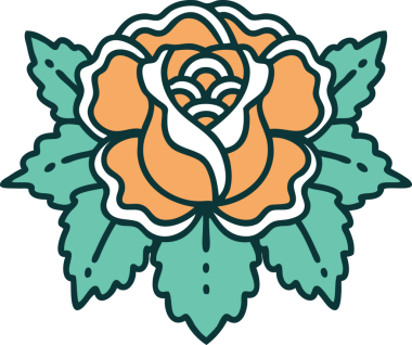 Bir insan tarafından çizilmiş bir gülün ikonik dövme şekli