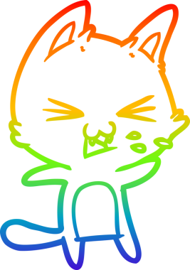 Gökkuşağı gradyan çizgi çizimi Bir insan tarafından çizilmiş bir çizgi kedi tıslama