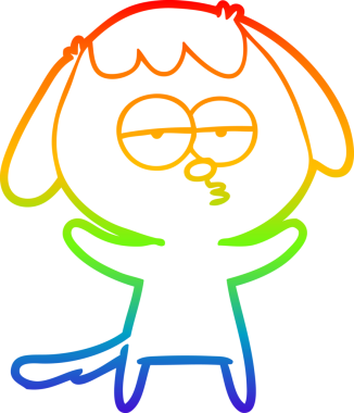 gökkuşağı gradyan çizgi çizimi bir insan tarafından çizilmiş sıkılmış bir köpek