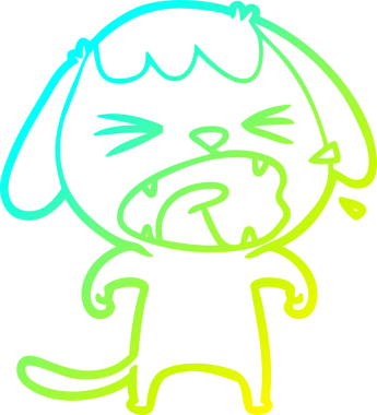 Bir insan tarafından çizilmiş şirin bir çizgi köpeğin soğuk gradyan çizgisi.