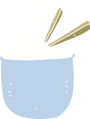 Bir insan tarafından çizilmiş düz renkli pirinç kasesi.