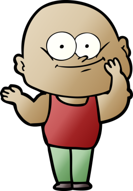 Bir insan tarafından çizilmiş kel bir adam.