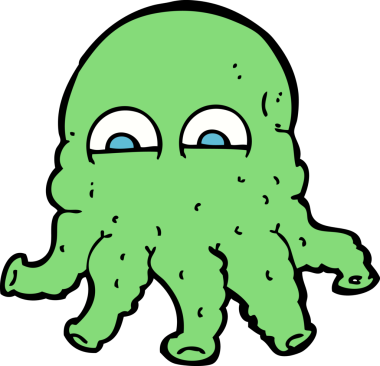 Bir insan tarafından çizilmiş uzaylı mürekkep balığı yüzü.