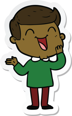 Bir insan tarafından çizilmiş mutlu bir adamın çıkartması.