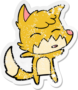 Bir insan tarafından çizilmiş tilki çizgi filminin sıkıntılı çıkartması.