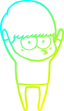 Bir insan tarafından çizilen esneyen çizgi film çocuğunun soğuk gradyan çizgisi