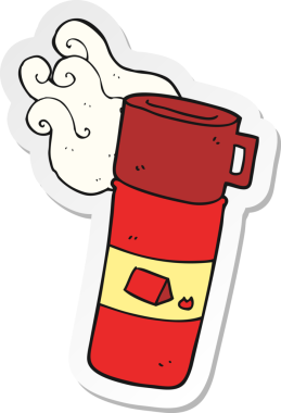 Bir insan tarafından çizilmiş bir kamp matarasının çıkartması.