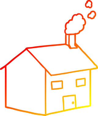 Bir insan tarafından çizilen çizgi film evinin sıcak gradyanı.