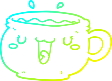 Bir insan tarafından çizilmiş bir kahve fincanının soğuk gradyan çizimi