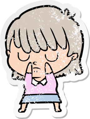 Bir insan tarafından çizilmiş karikatür bir kadının sıkıntılı çıkartması.