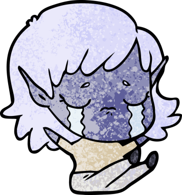 Bir insan tarafından çizilmiş ağlayan elf kızı.