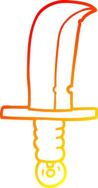 Bir insan tarafından çizilmiş bronz bir kılıcın sıcak çizgi çizimi.