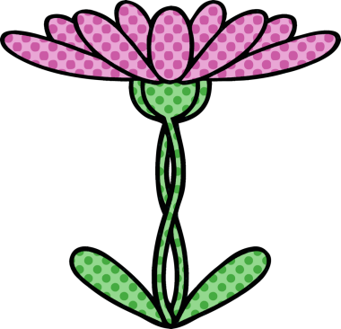 Bir insan tarafından çizilmiş bir çiçeğin karikatürü.