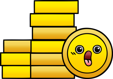 Bir insan tarafından çizilmiş bozuk paranın gölgelenmiş karikatürü