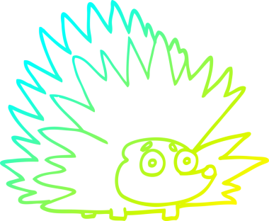 Bir insan tarafından çizilen sivri uçlu kirpinin soğuk gradyan çizimi.