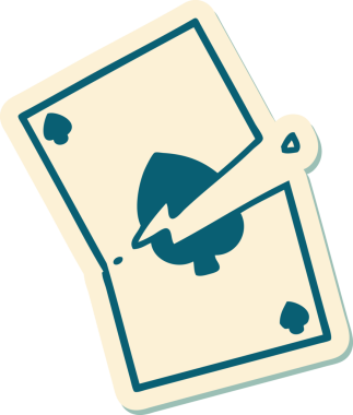 Bir insan tarafından çizilmiş yırtık bir kartın geleneksel stiliyle dövme çıkartması