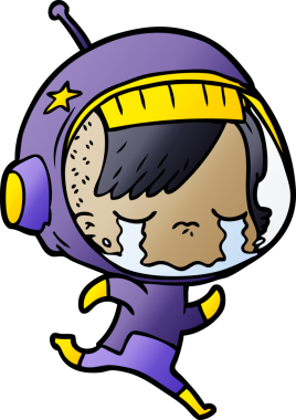 Bir insan tarafından çizilmiş ağlayan astronot kız.