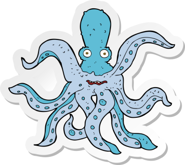 Bir insan tarafından çizilmiş dev ahtapotun çıkartması.