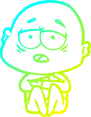 Bir insan tarafından çizilmiş, yorgun, kel bir adamın çizdiği soğuk çizgi.