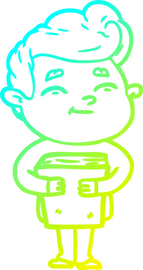 Bir insan tarafından çizilmiş mutlu bir çizgi film karakteri çizimi.